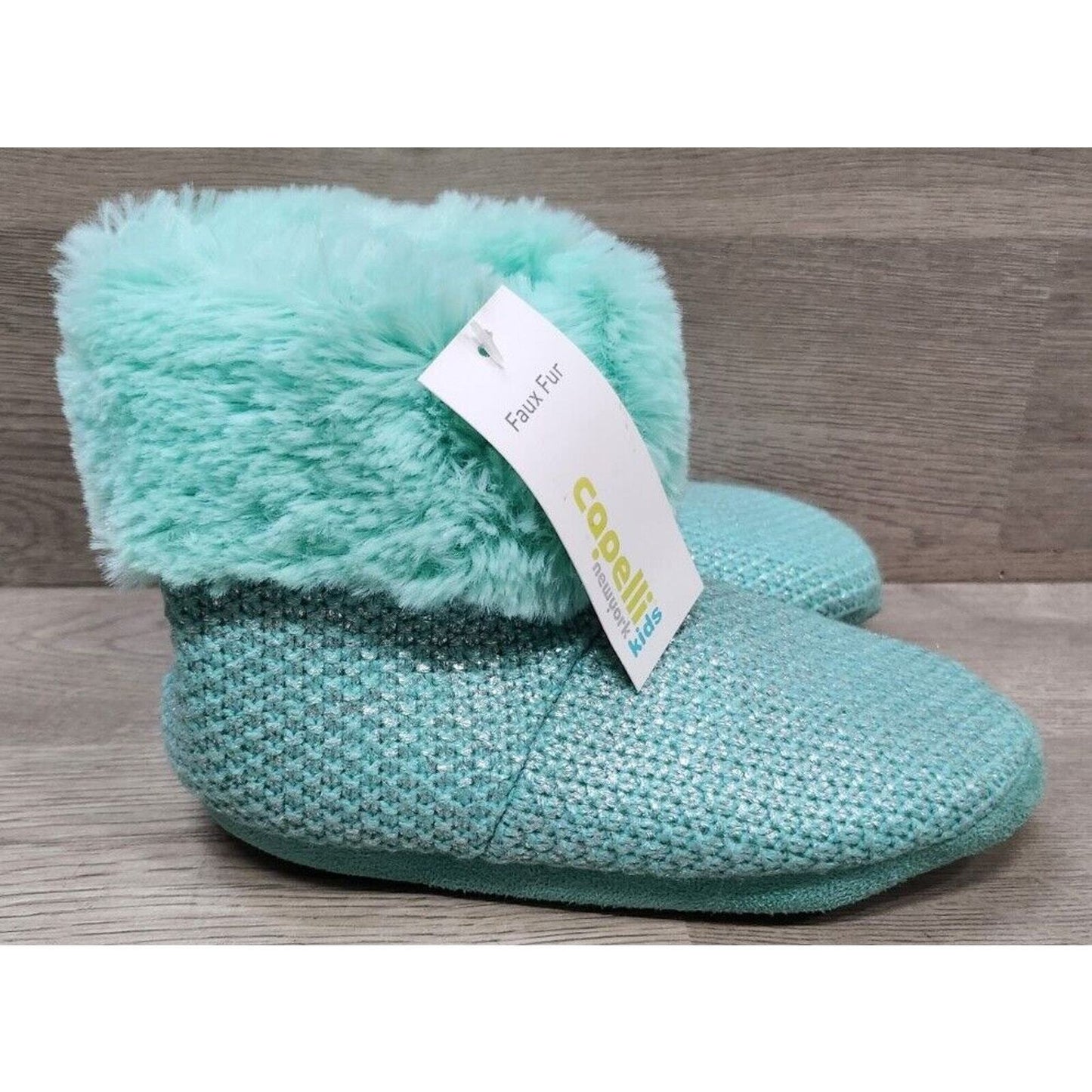 Capelli Kids Girls Mint Green Faux Fur Boots