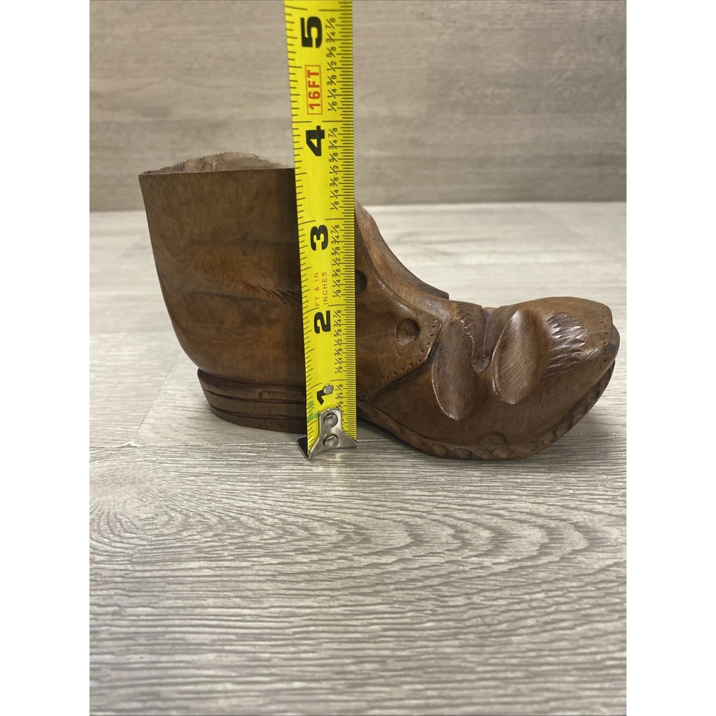 Primitive Wooden Carved Figural Boot Sculpture