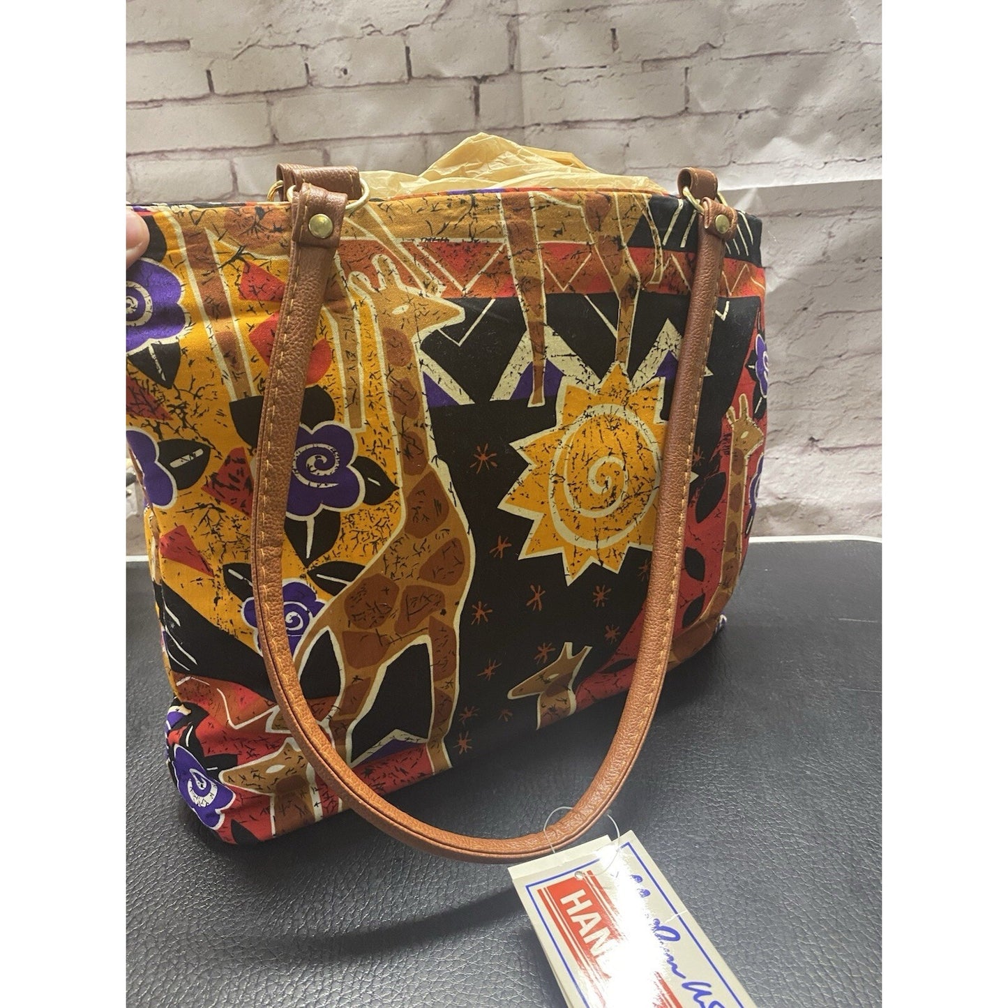 New Marilyn USA Hand Bag Purse African Giraffe Themed Colorful!