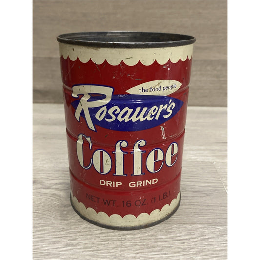 Vintage Rosauers Coffee Drip Grind Metal Advertising Can 1lb No Lid Spokane WA
