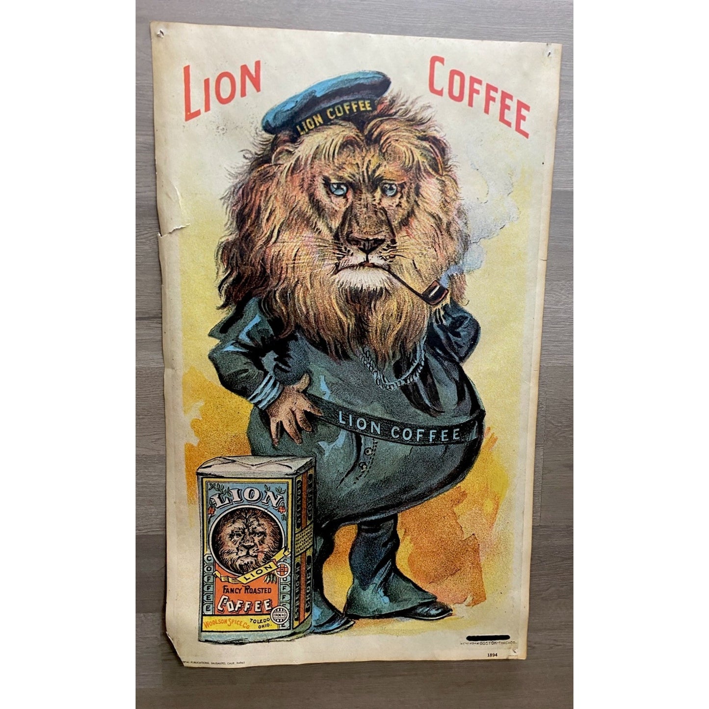VINTAGE PORTAL PUBLICATIONS LION COFFEE ADVERTISING POSTER