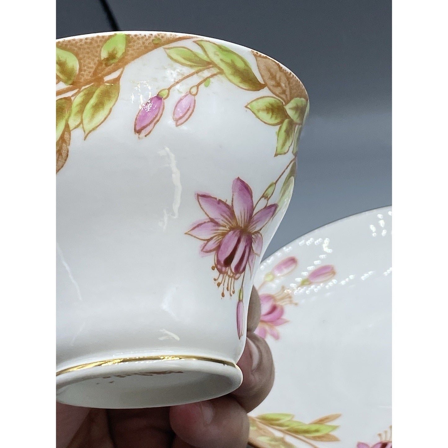 Lovely Rosina Pink Fuchsia Fine Bone China TeaCup & Saucer Made in England #4943