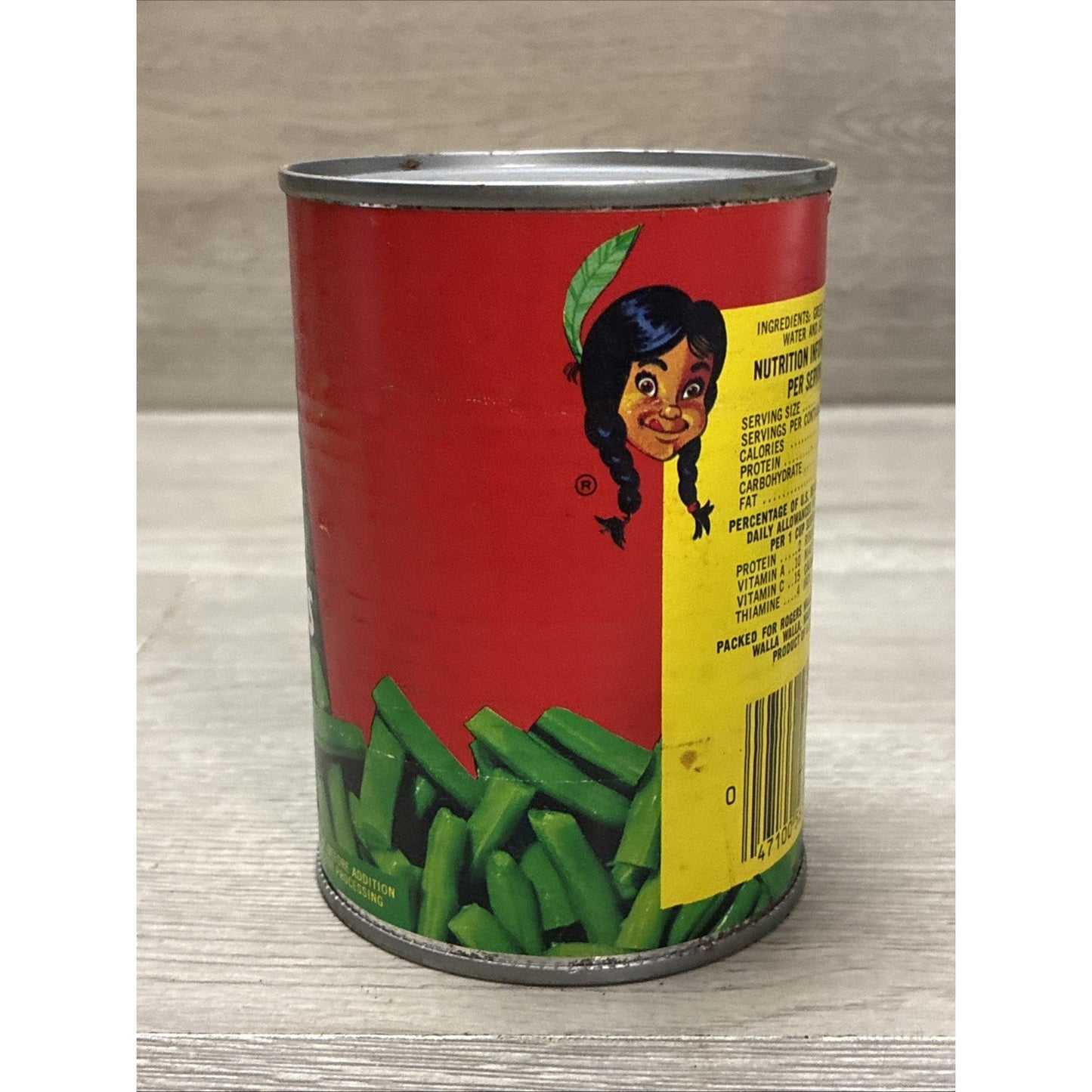 VINTAGE 1970 WALLA WALLA FANCY CUT GREEN BEANS TIN CAN LABEL WASHINGTON