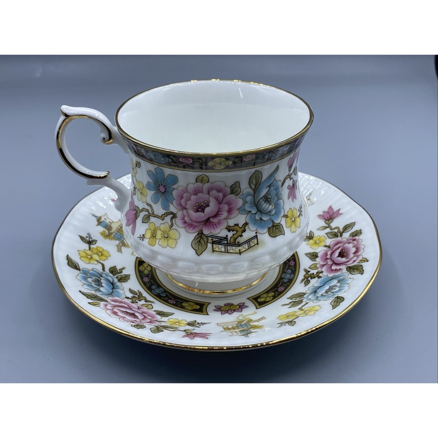 Queen's "Cathay" Teacup-Saucer Rosina Fine Bone China