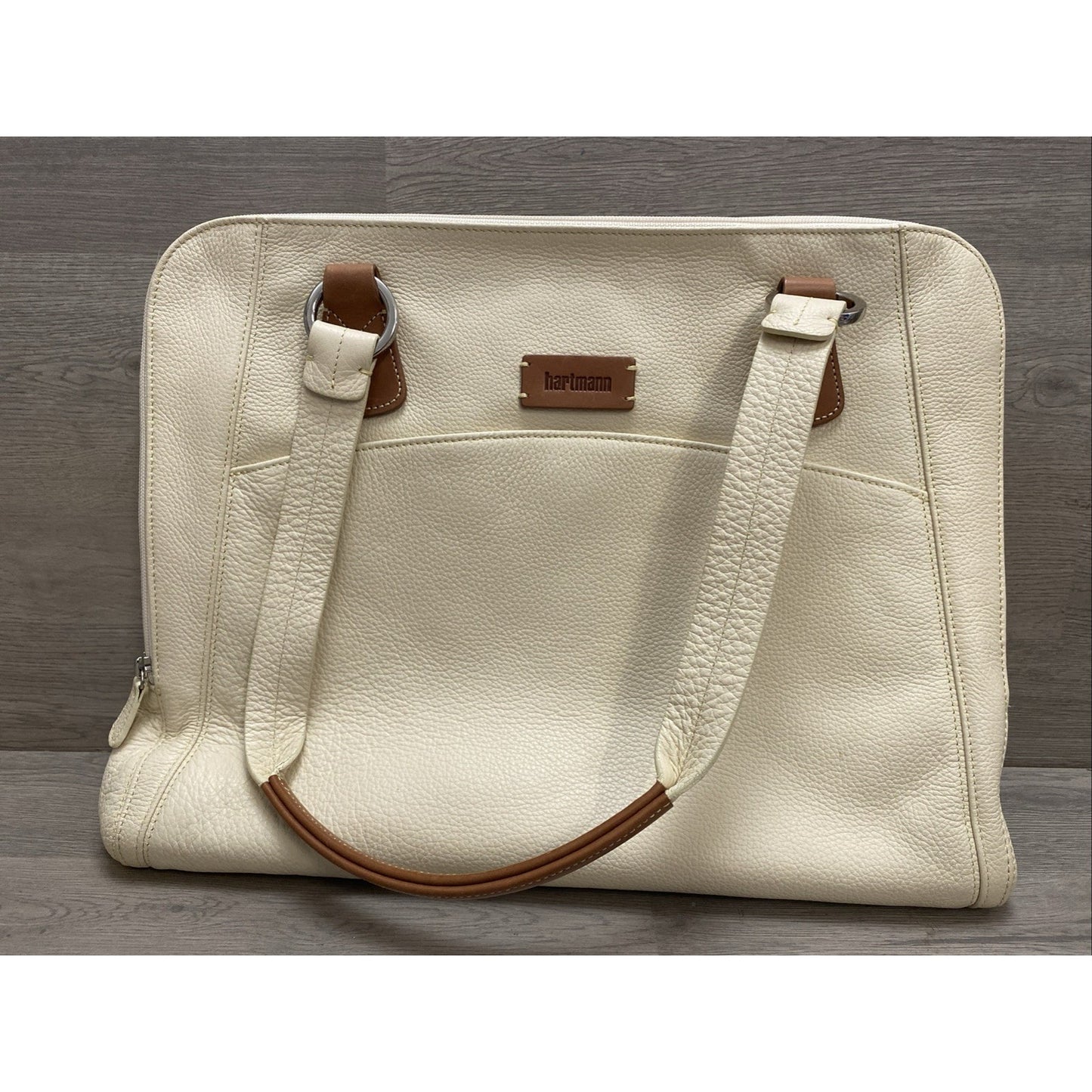 Hartmann White Pebble Leather Tote Purse HTF
