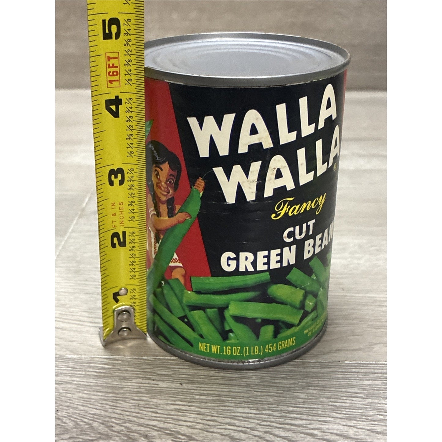 VINTAGE 1970 WALLA WALLA FANCY CUT GREEN BEANS TIN CAN LABEL WASHINGTON