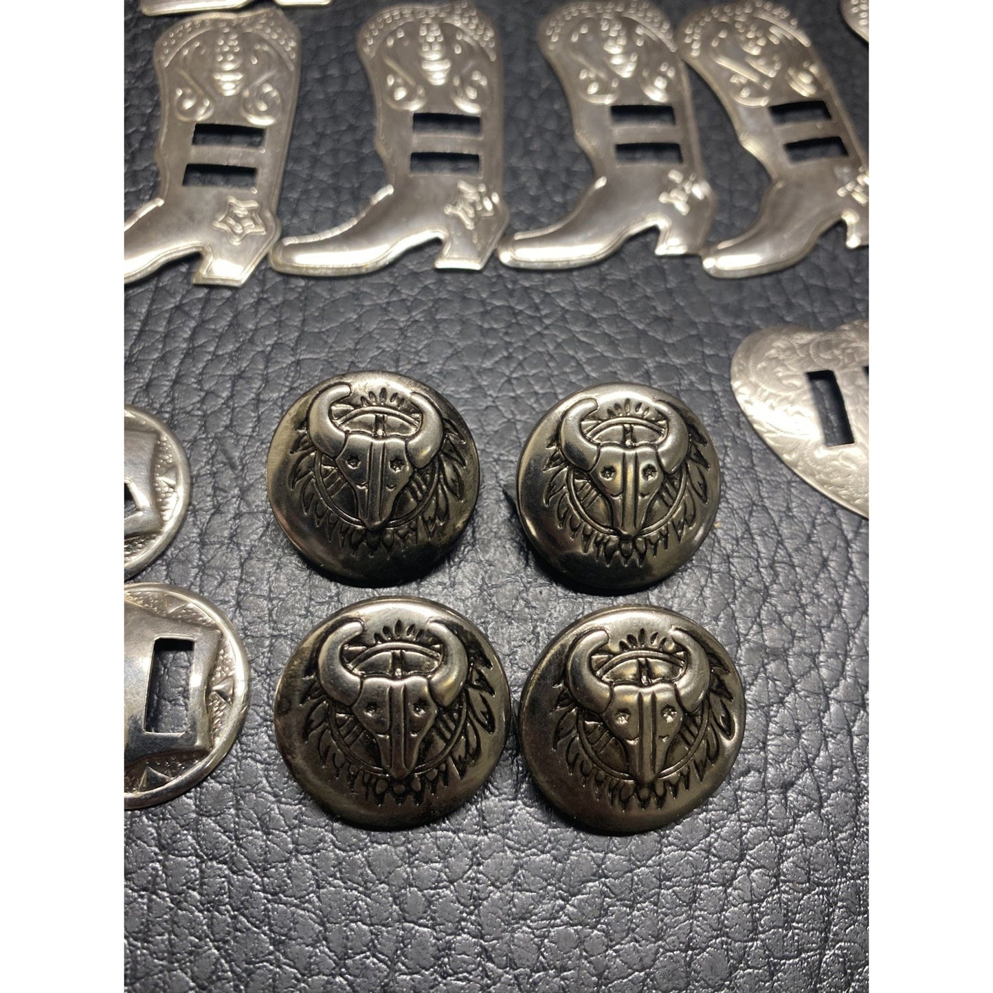 30pc Leather Making Conchos Boots, Bull, Heart
