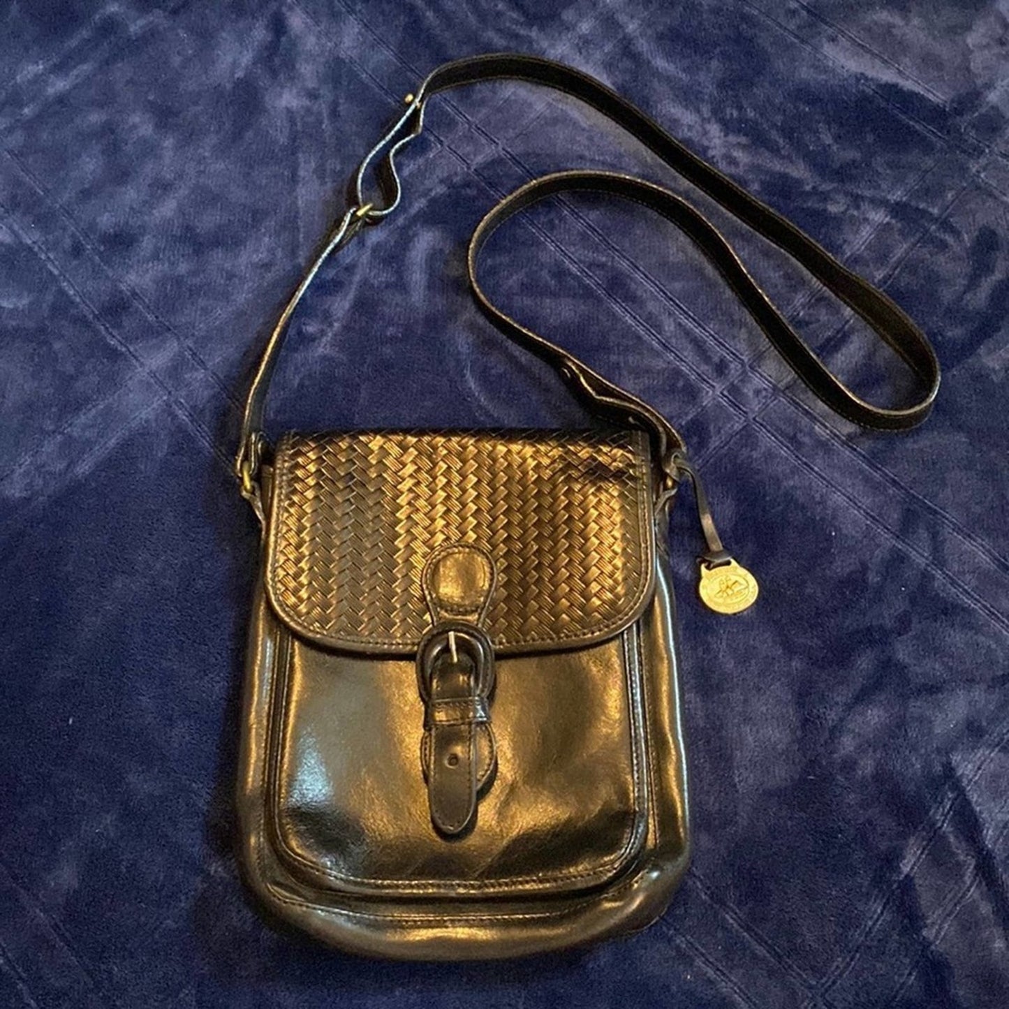 Vintage Brahmin Black Leather Crossbody Purse
