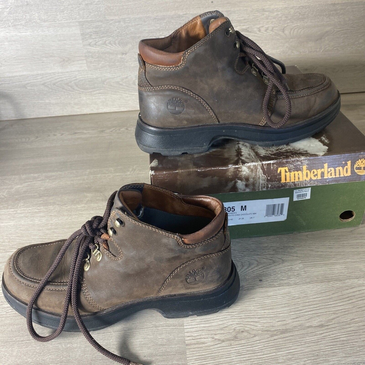 Timberland 87305 Leather Devito CHKA Chocolate Leather Boots Women’s 9 W/ Box