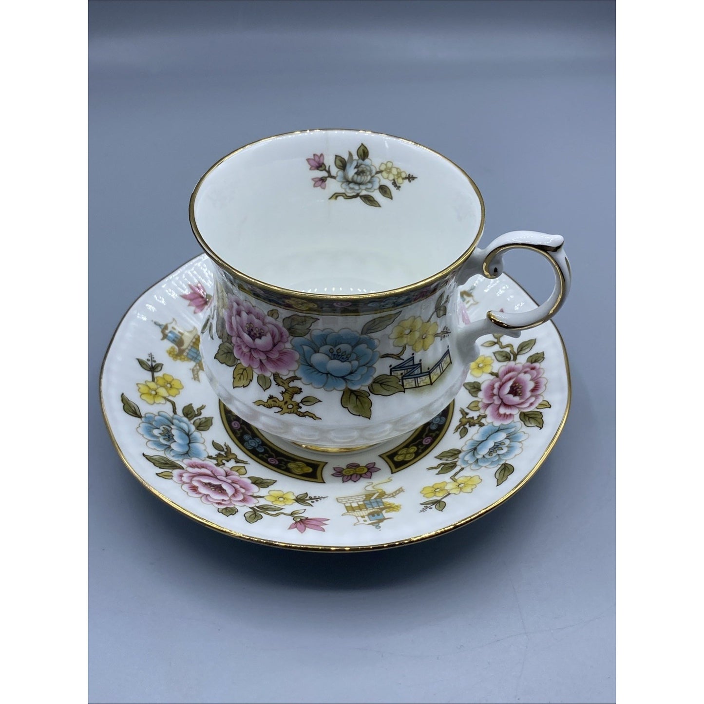 Queen's "Cathay" Teacup-Saucer Rosina Fine Bone China