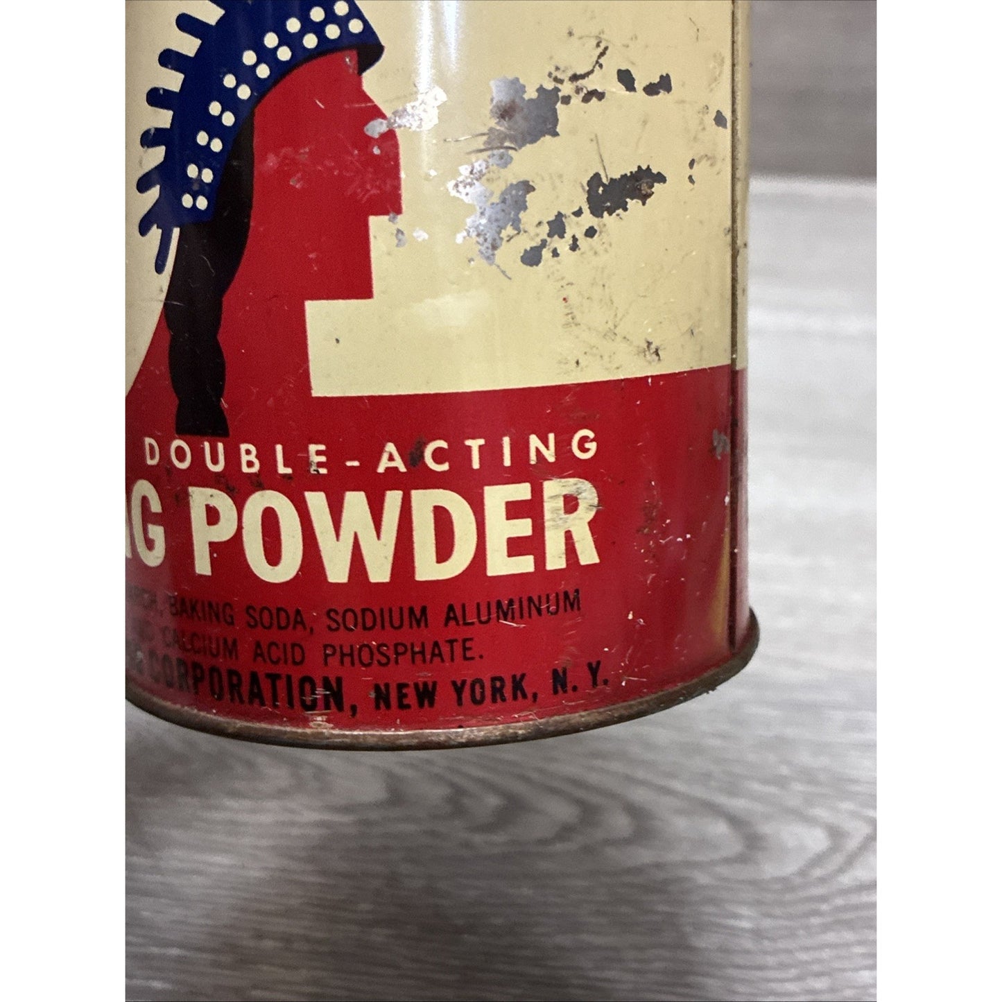 Calumet Baking Powder Tin (1 LB 9OZ ) w/Red Lid VINTAGE 1950’s General Foods