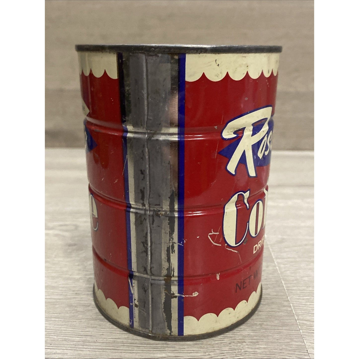 Vintage Rosauers Coffee Drip Grind Metal Advertising Can 1lb No Lid Spokane WA