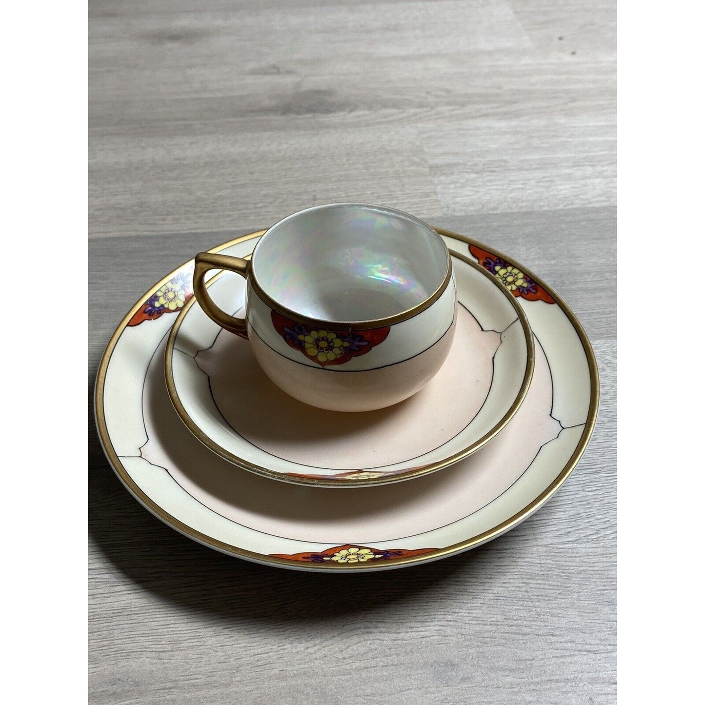 3pc Seito Studios Teacup Saucer & Plate Set HTF