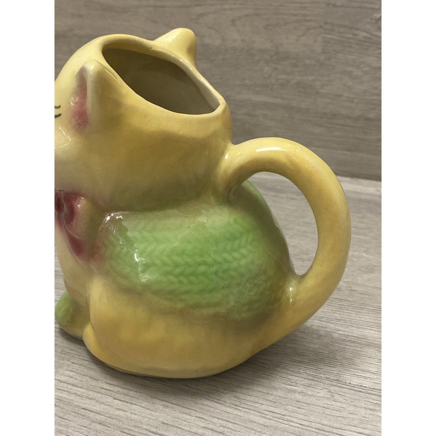 VTG Shawnee Puss N Boots Pitcher Cat Art Pottery Creamer Yellow MCM