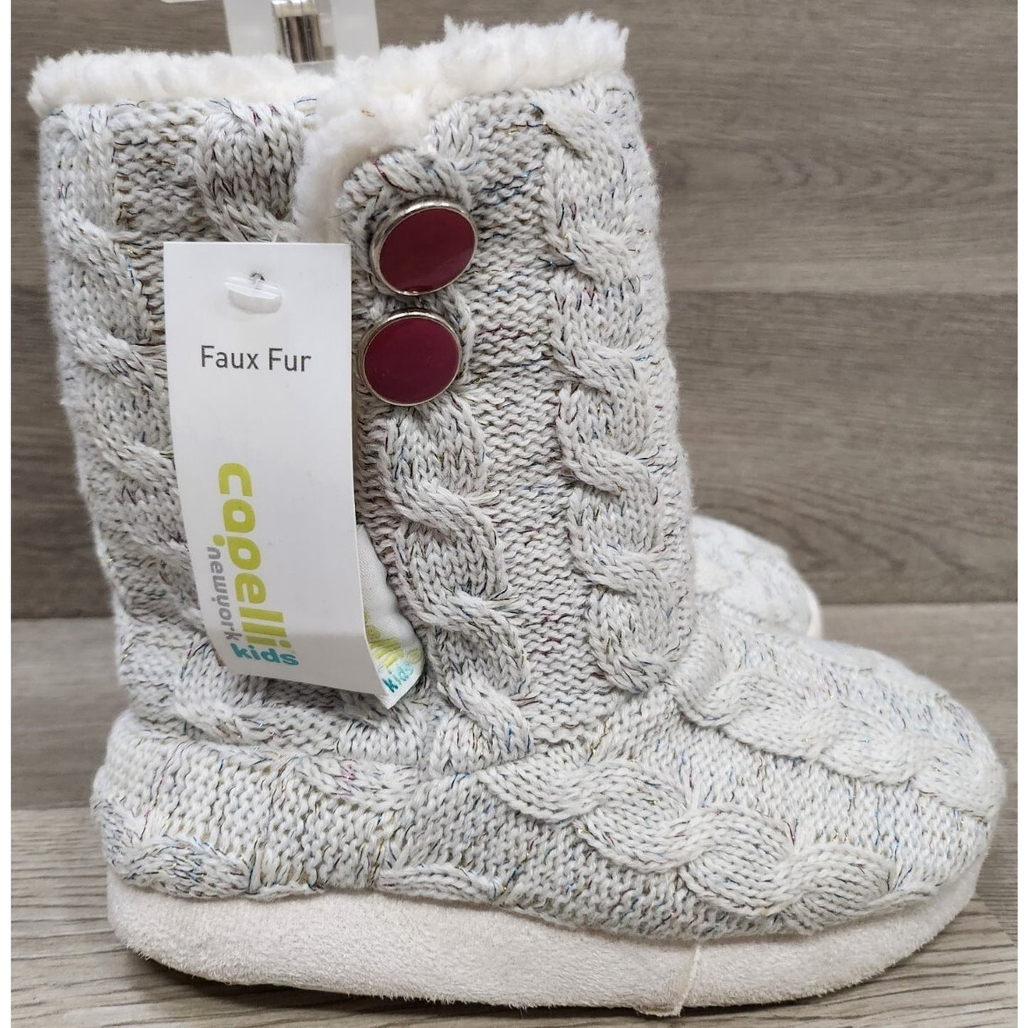 Capelli Kids Light Grey Faux Fur Boots
