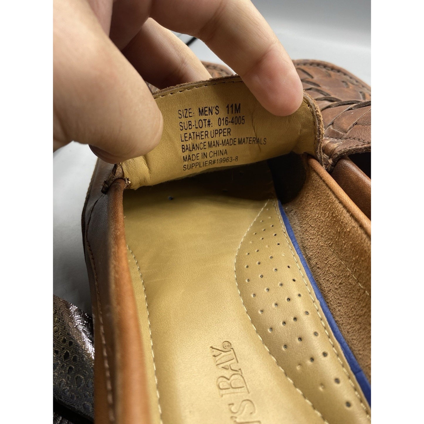 St John's Bay Men's 11M Woven Brown Leather Loafer Shoes