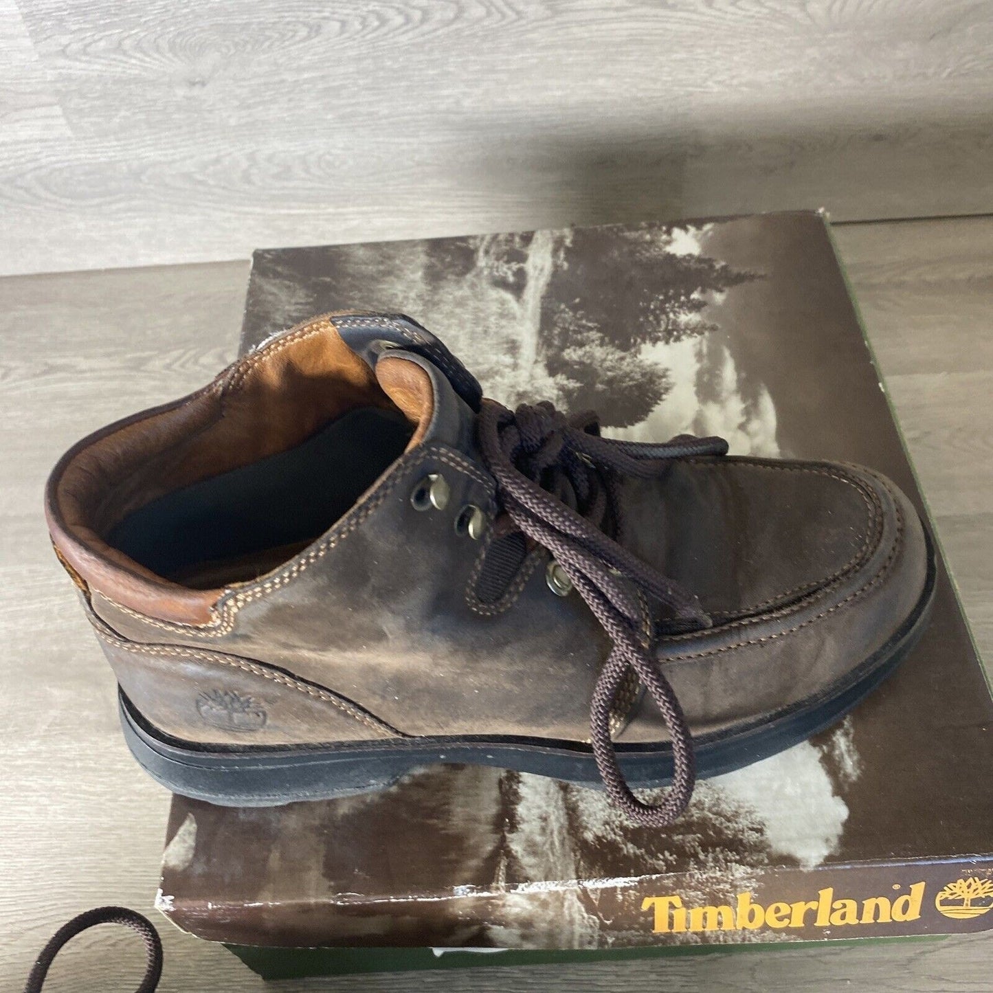 Timberland 87305 Leather Devito CHKA Chocolate Leather Boots Women’s 9 W/ Box