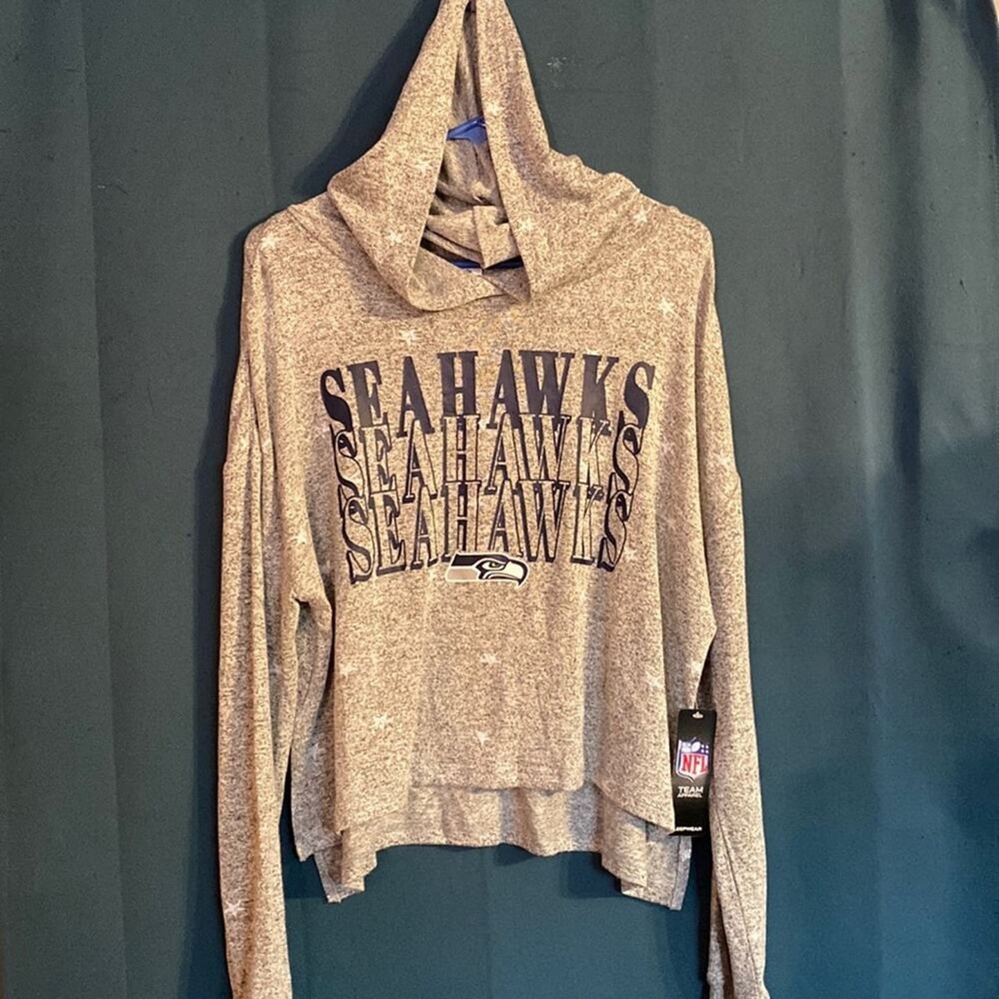 Officially Licensed NFL Seattle Seahawks Gray Stardom Hooded Sleep Shirt