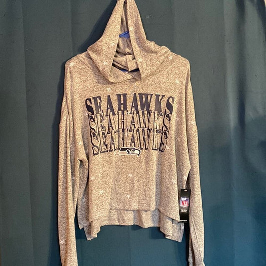 Officially Licensed NFL Seattle Seahawks Gray Stardom Hooded Sleep Shirt