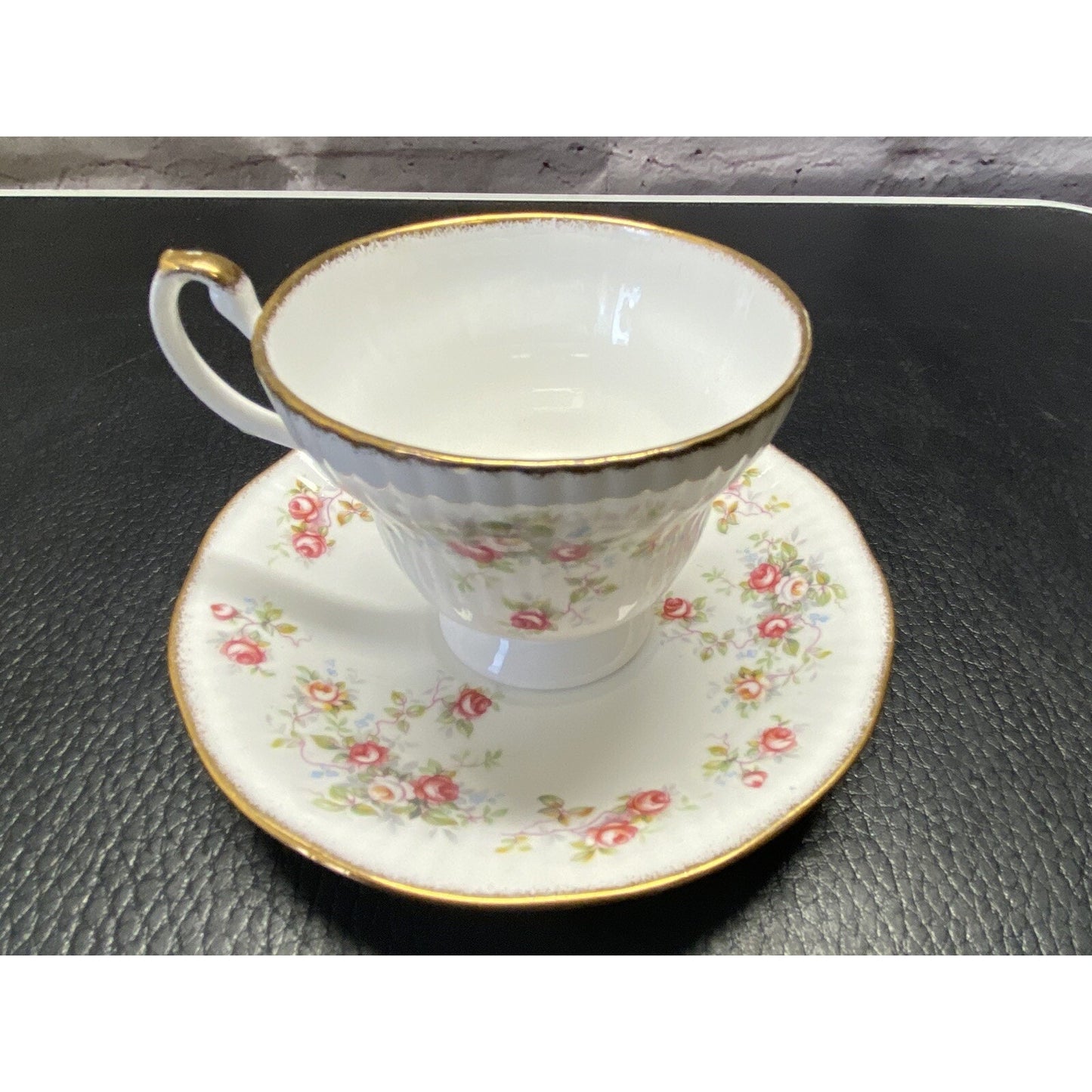 Vintage Royal Minister Floral Bone China Teacup And Saucer