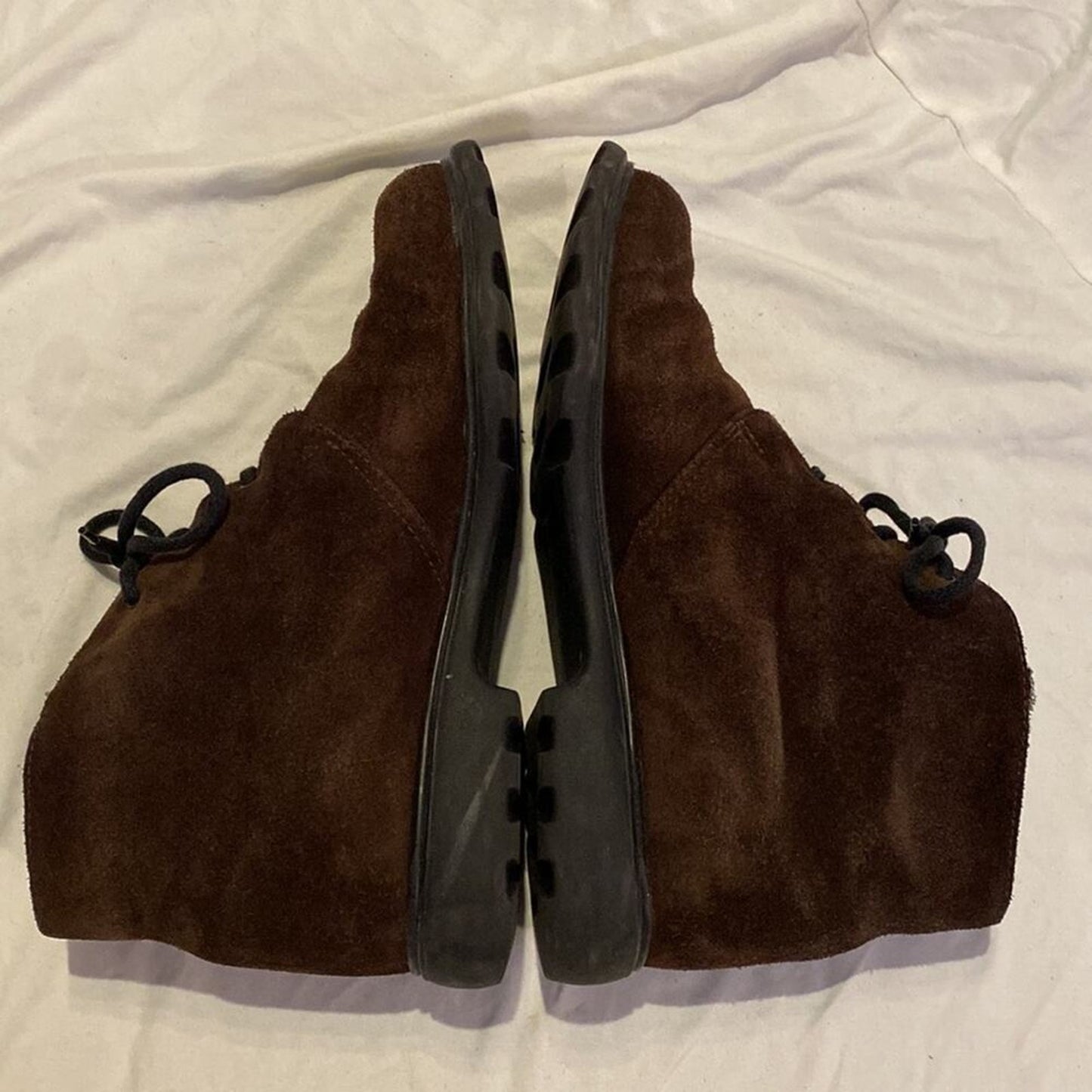 Draper of Glastonbury Brown Suede Sheepskin Shearling Lined Lace-Up Ankle Boots