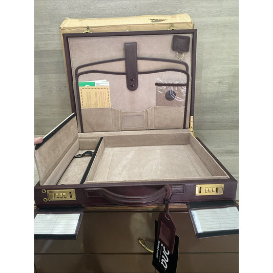 LEATHER ATTACHÉ BRIEFCASE RONA ADOLFO DESIDERIO MADE IN SPAIN DUAL COMBO LOCKS