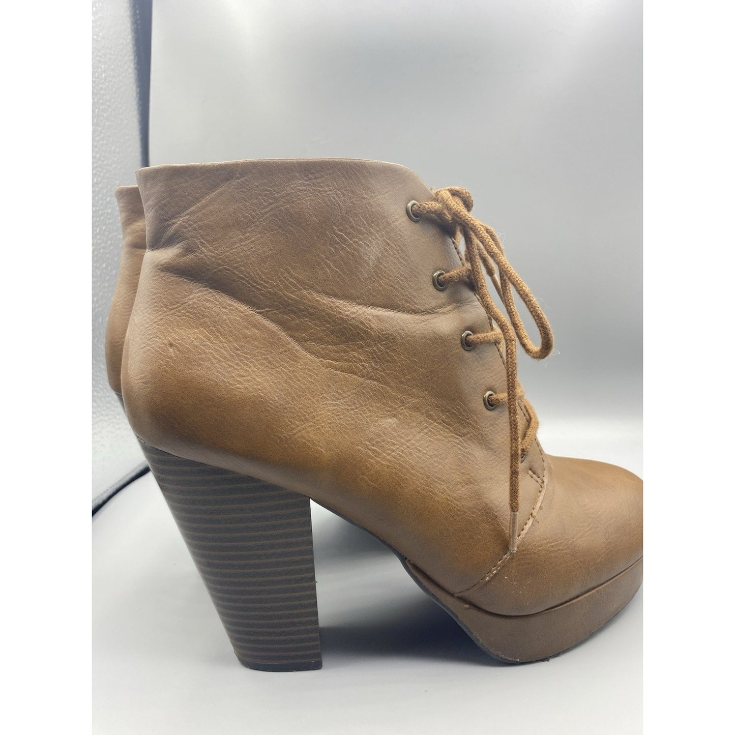 Brash Block Heel Ankle Booties Womens Size 8 Brown Comfort Side Zip