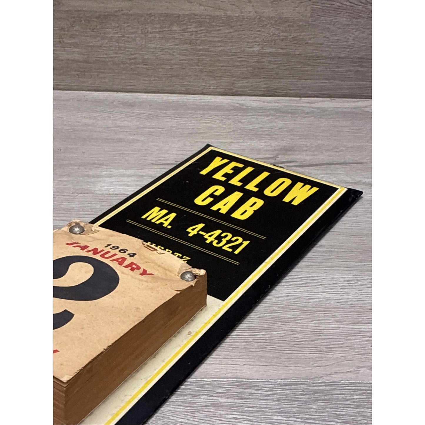 Rare 1964 Yellow Cab Hertz Rent A Car Advertising Sign Calendar Massachusetts