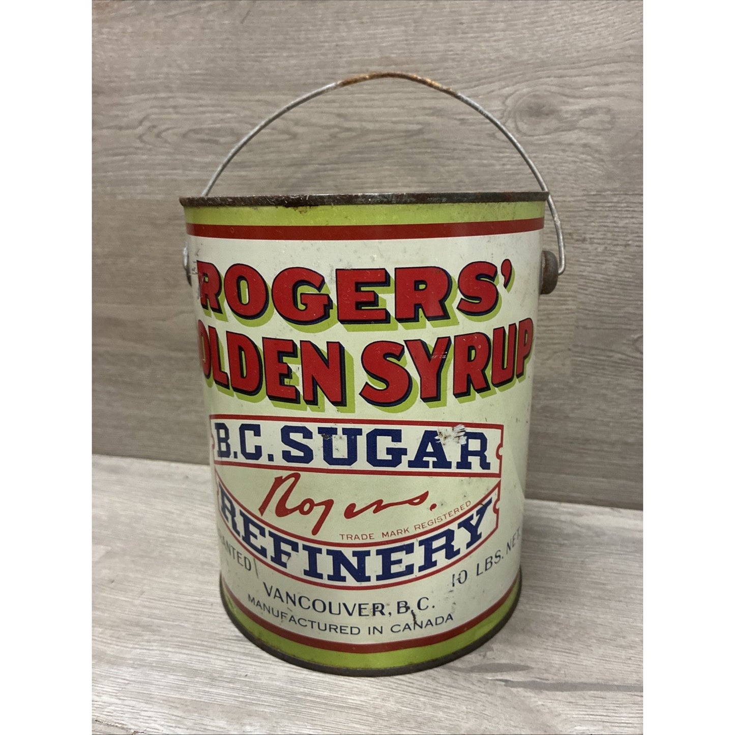 Vintage Rogers Golden Syrup 10lb Metal Can Vancouver B.C. Canada