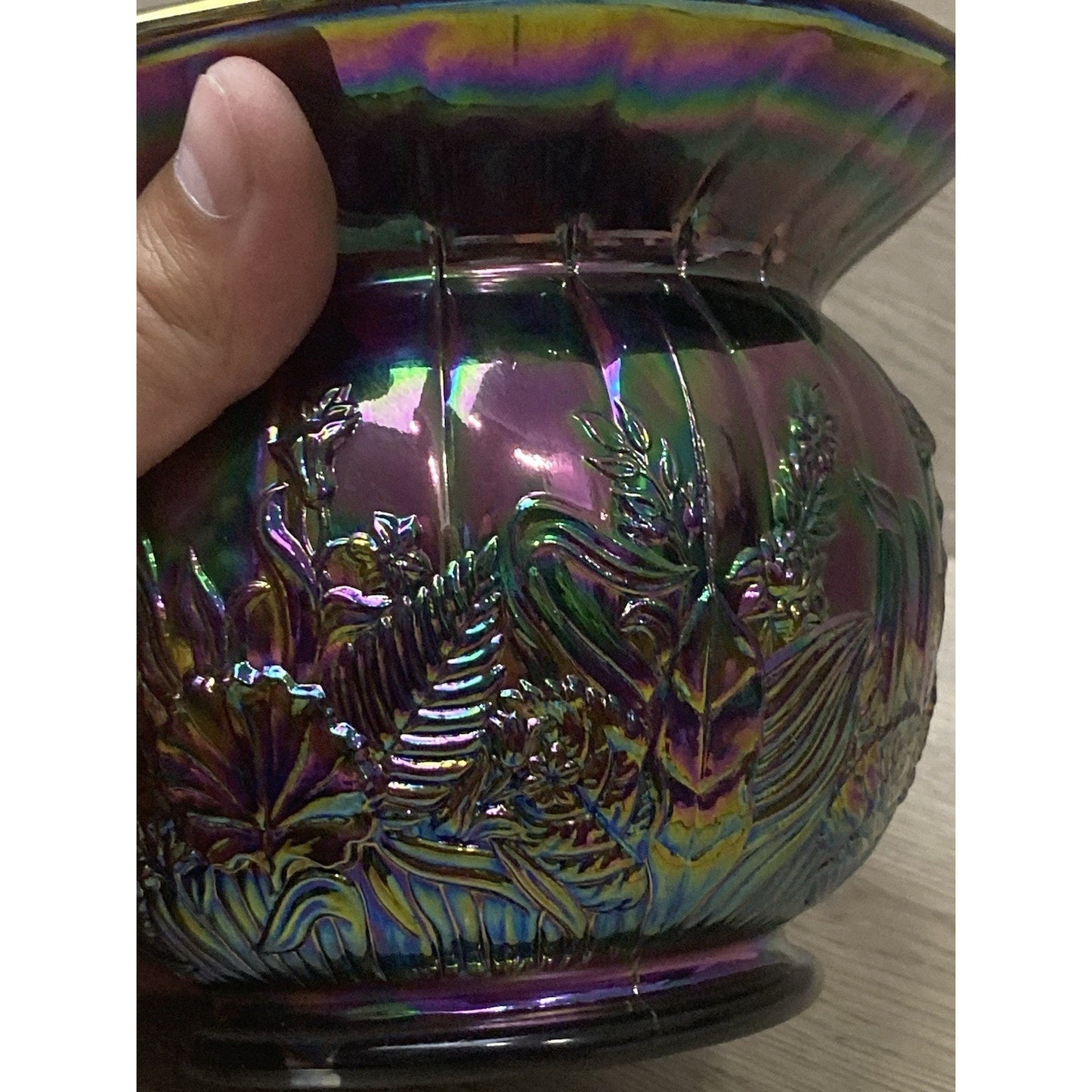 FENTON CARNIVAL GLASS ELECTRIC PURPLE BOWL VASE