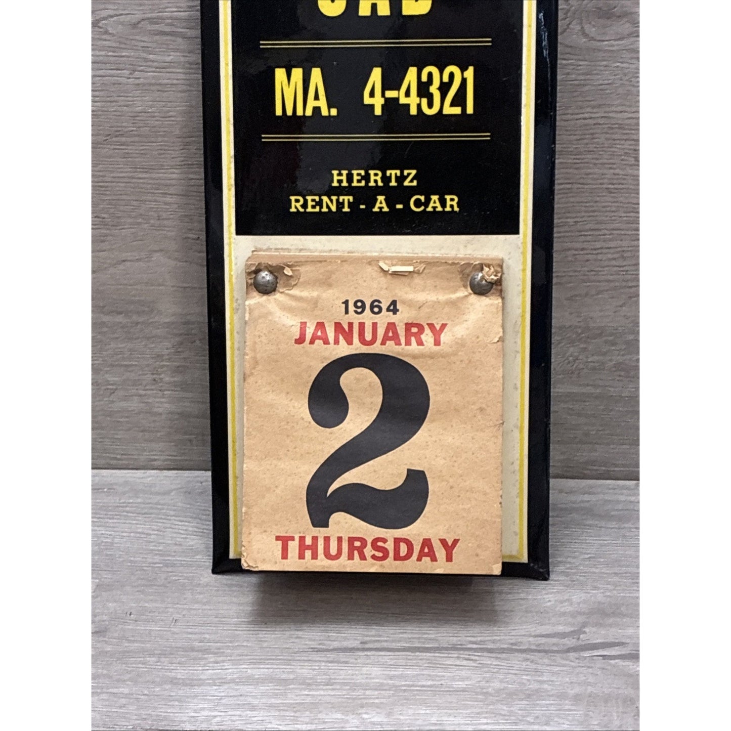 Rare 1964 Yellow Cab Hertz Rent A Car Advertising Sign Calendar Massachusetts