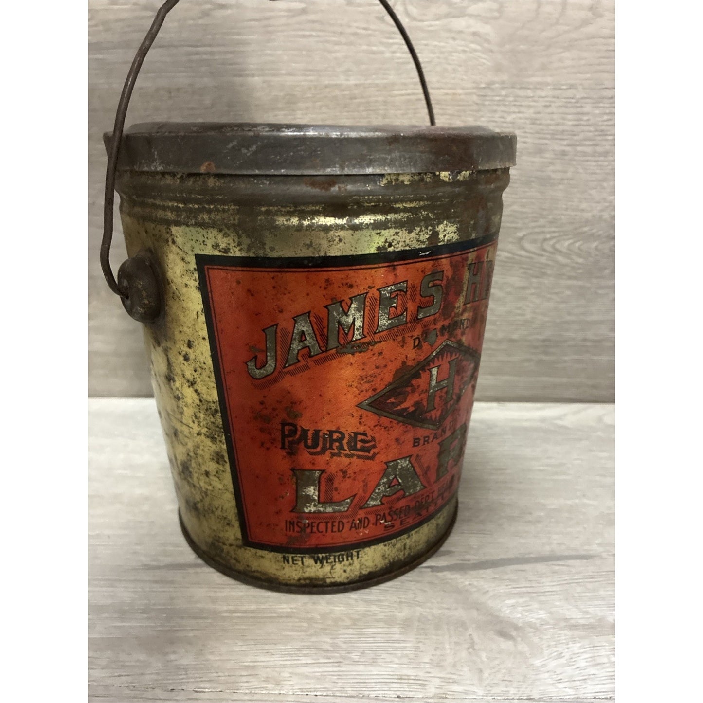 James Henry Packing Co Diamond H Brand Seattle, WA 4 Pound Lard Tin Vintage