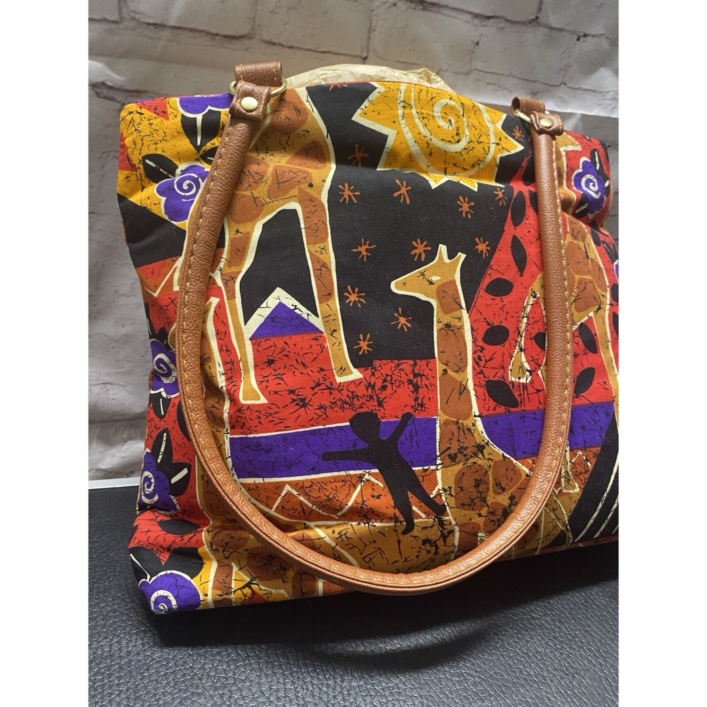 New Marilyn USA Hand Bag Purse African Giraffe Themed Colorful!