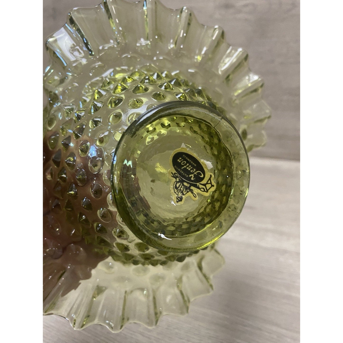 Fenton Art Glass Colonial Green Hobnail Basket