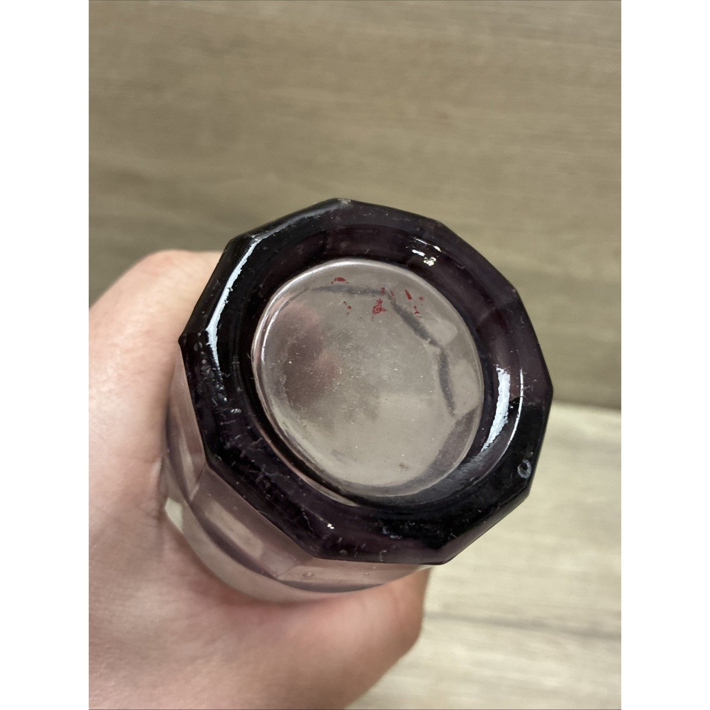 VINTAGE AMETHYST! GRAND FORKS ND BLOWN SODA BOTTLE AMERICAN BOTTLING CO 8.5”