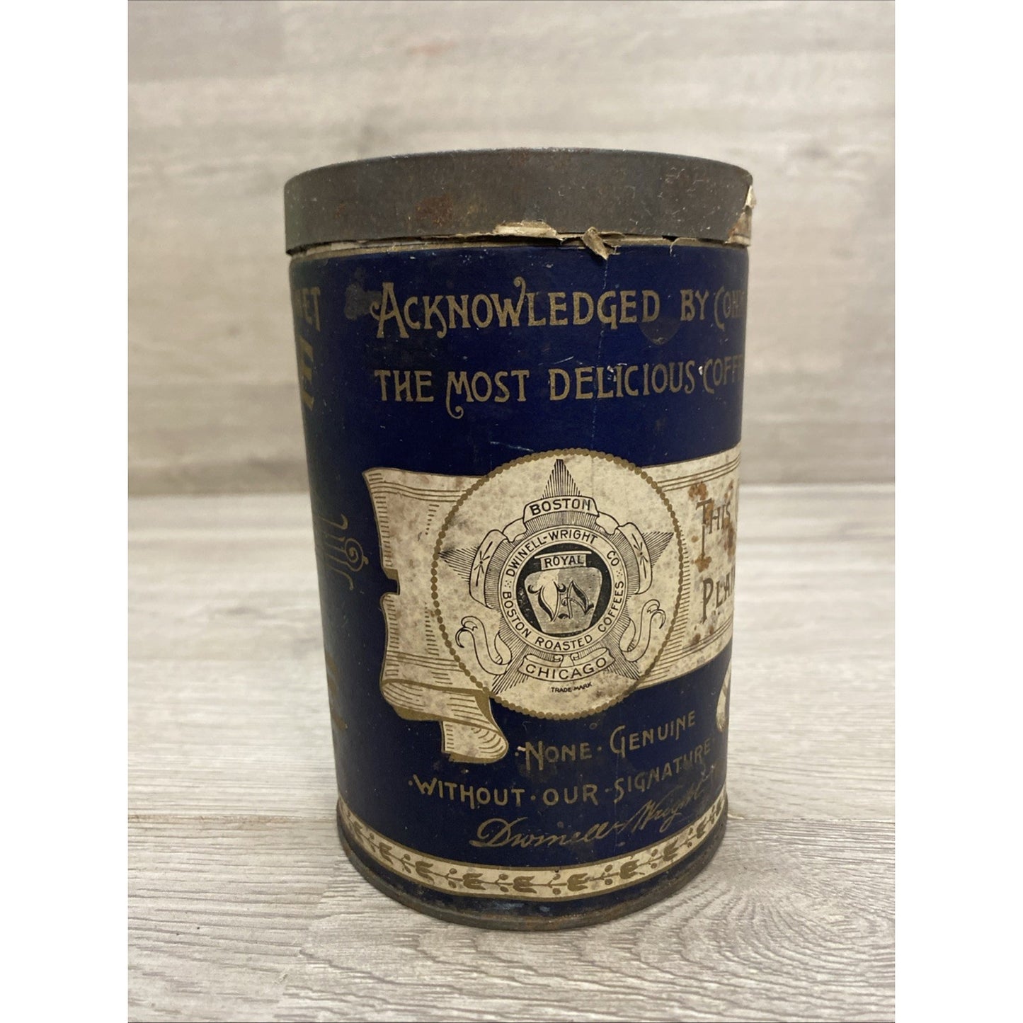 VINTAGE WHITE HOUSE BRAND COFFEE EMPTY 1LB TIN CAN DWINELL WRIGHT CO