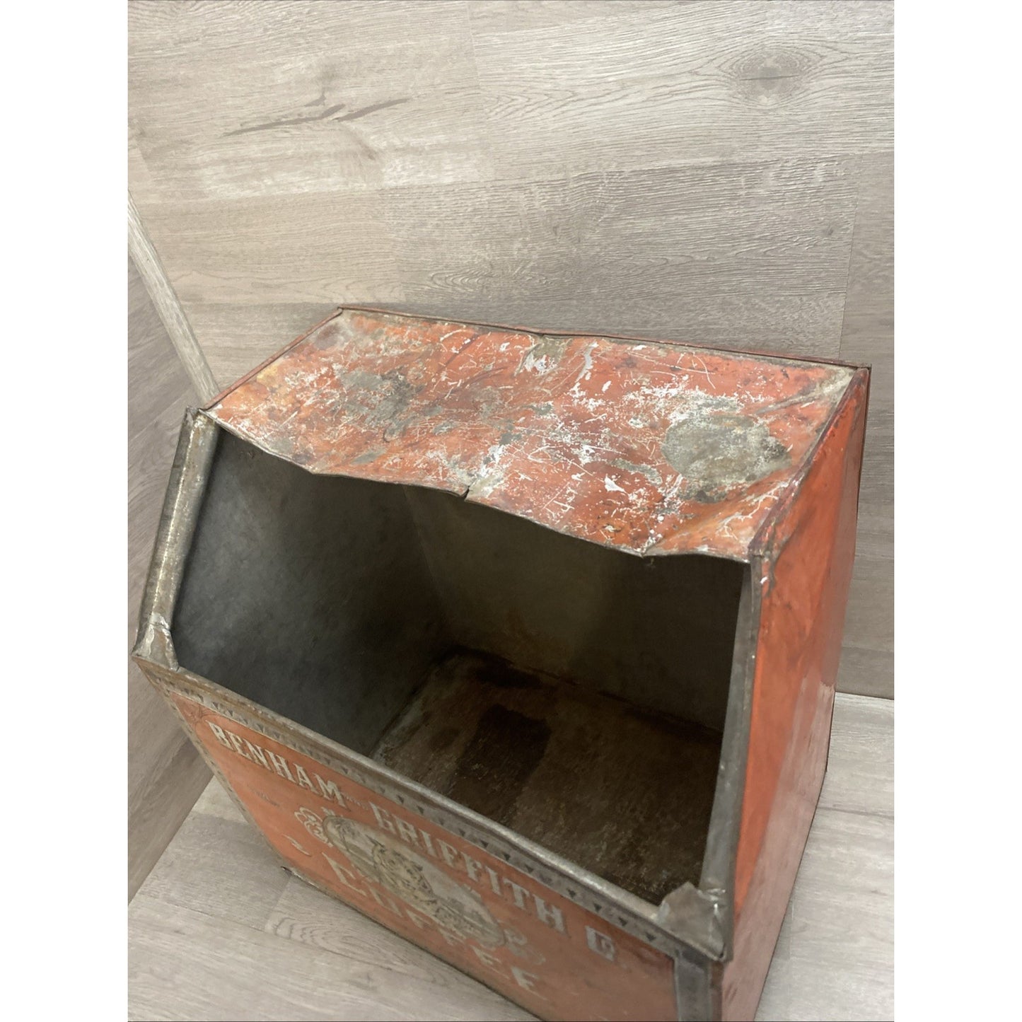 ANTIQUE GENERAL STORE COFFEE BIN TIN DISPLAY Benham & Griffith Co Spokane WA