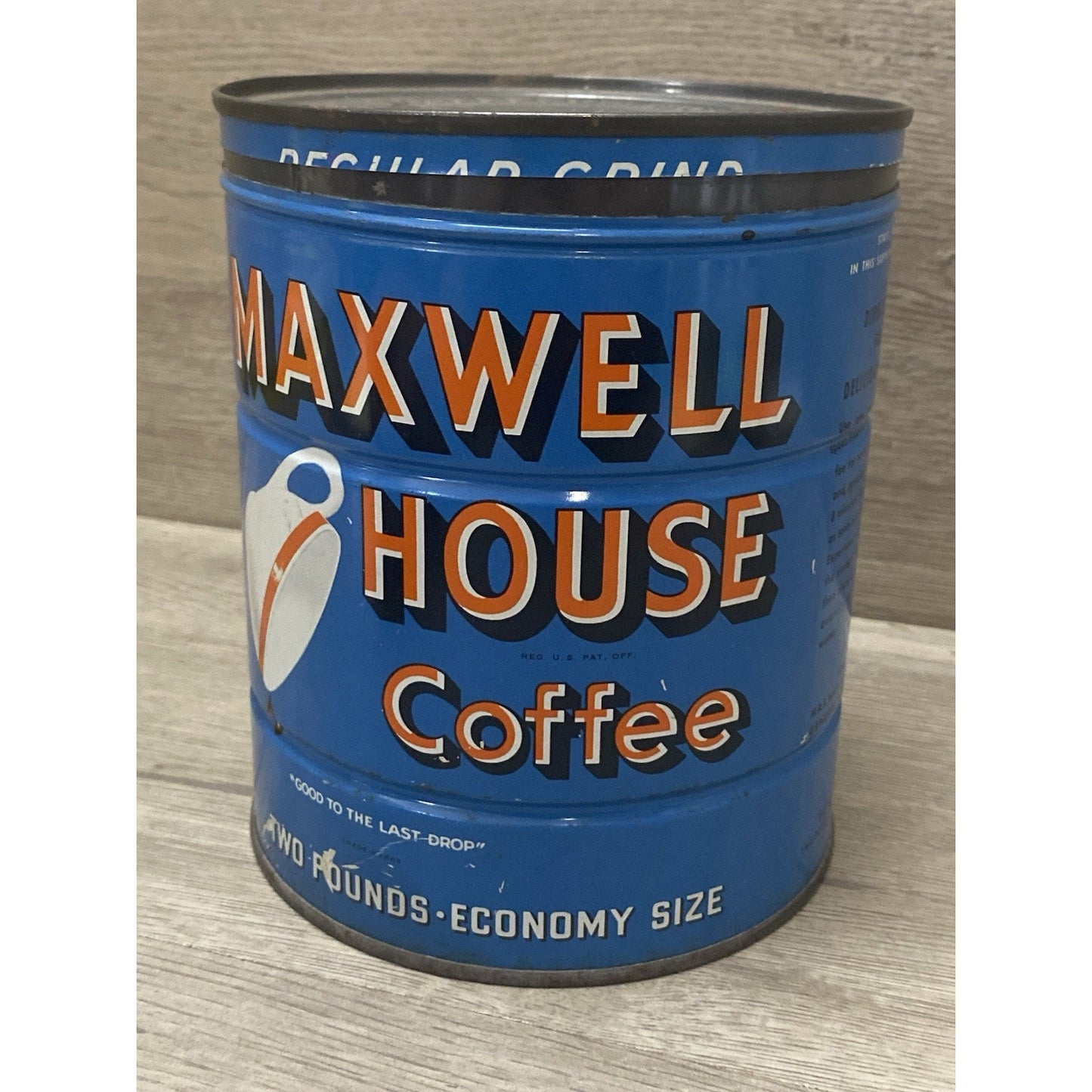 VINTAGE MAXWELL HOUSE BRAND 2 LB COFFEE TIN ADVERTISING COLLECTIBLE