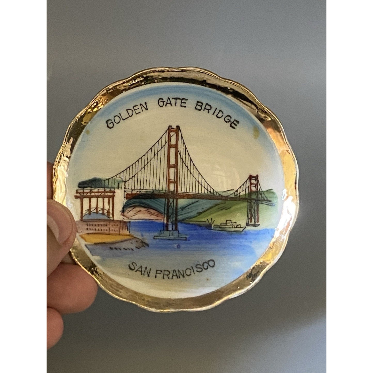 Fisherman's Wharf Teacup Saucer San Francisco Bridge Souvenir Miniature Teaset