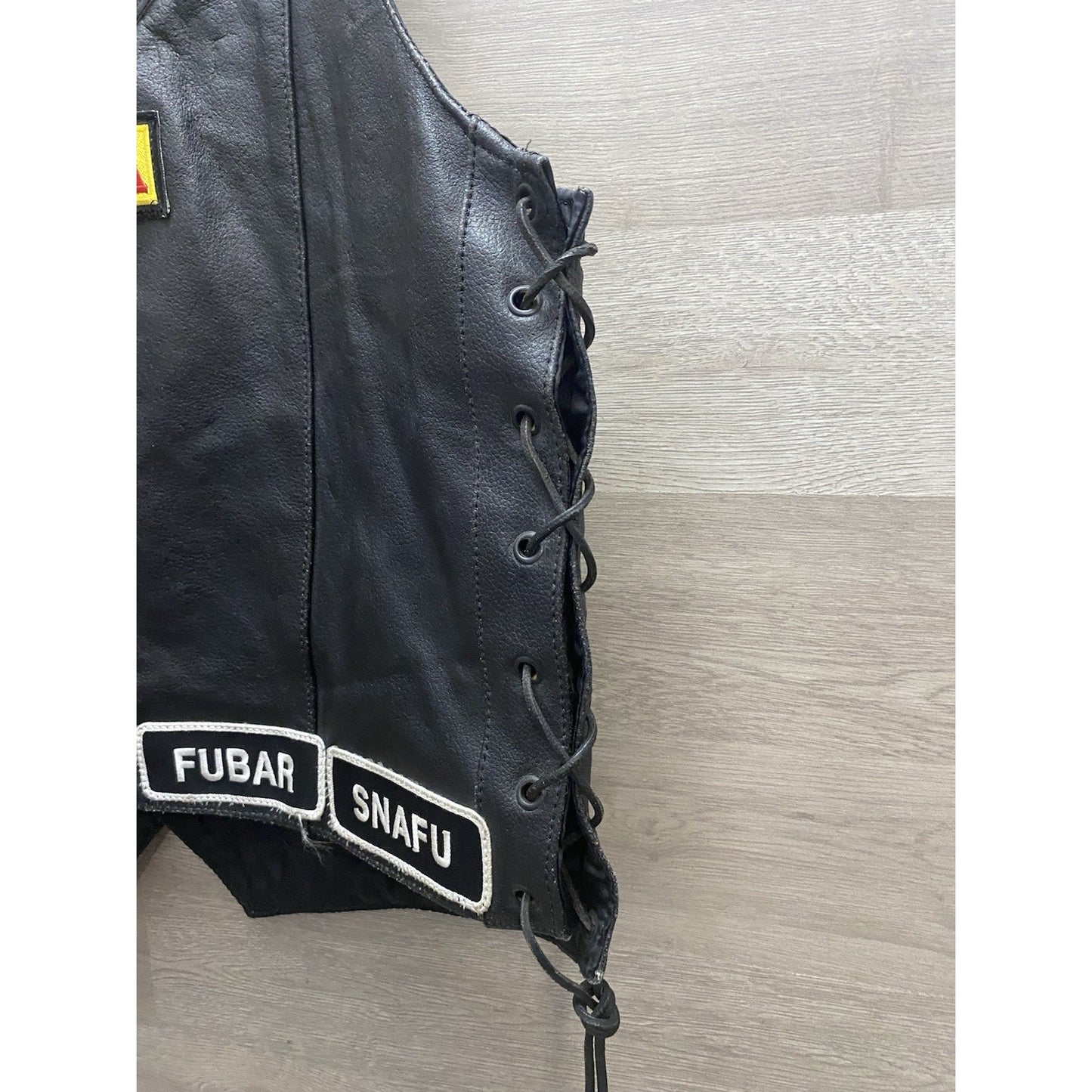 Hot Bikers Leather Motorcycle Vest W/ Patches SZ Med
