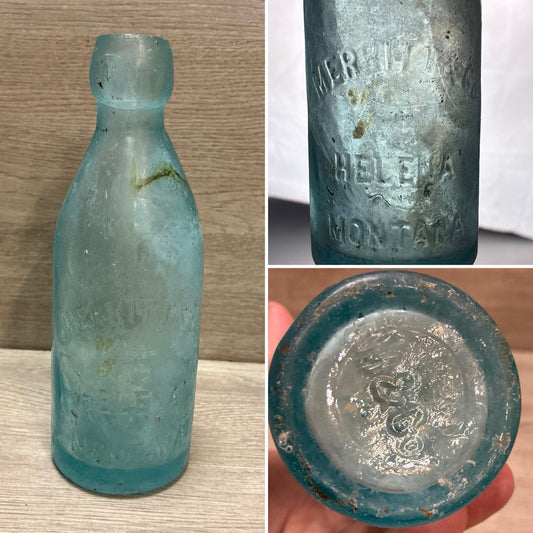 1880S HELENA MONTANA MT (Merrit & CO) WESTERN BLOB TOP SODA BOTTLE, EARLY