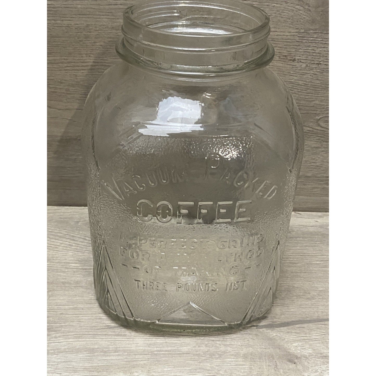 Vintage 1930 Rare Glass Jar Coffee Owens Illinois Glass Co Clear Square 3 Pound