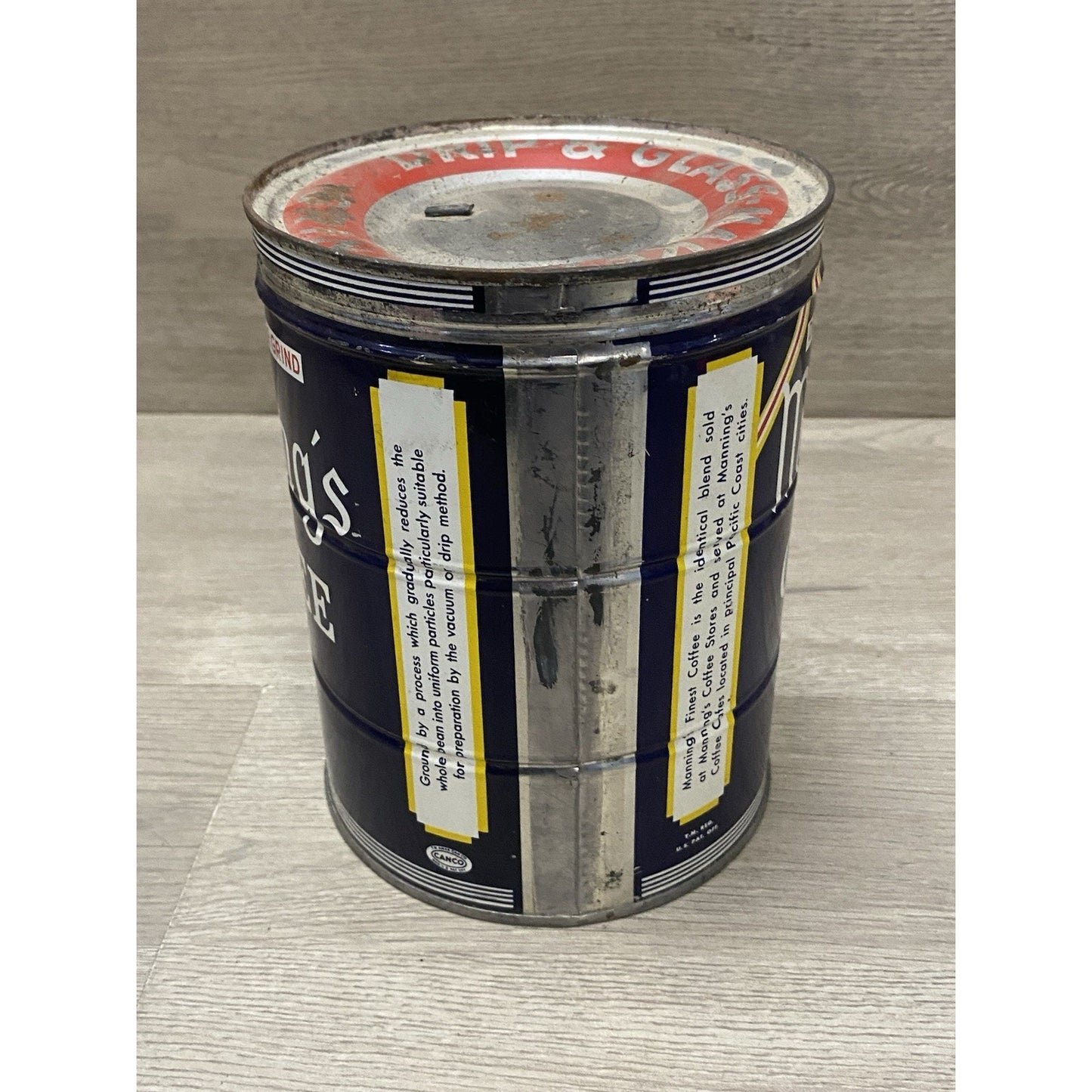 Manning's Coffee Can 2 lb Keywind San Francisco, California Pacific Coast Cities