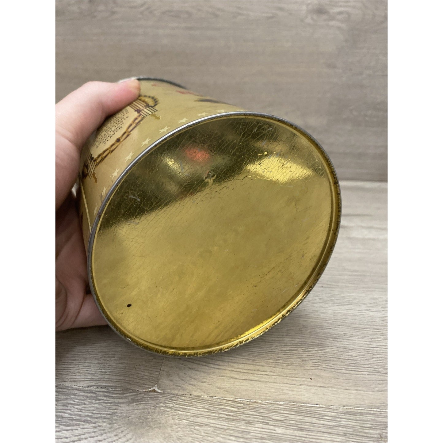 1920's CASWELLS NATIONAL CREST COFFEE TIN 2.5 LBS BEAUTIFUL CONDITION RARE 7.5"