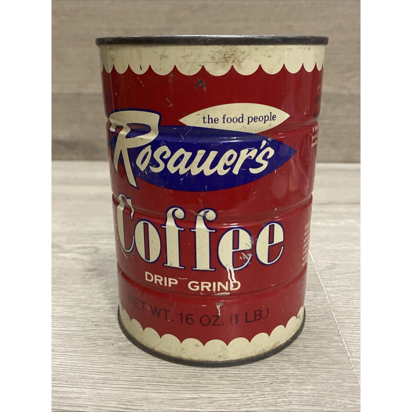 Vintage Rosauers Coffee Drip Grind Metal Advertising Can 1lb No Lid Spokane WA