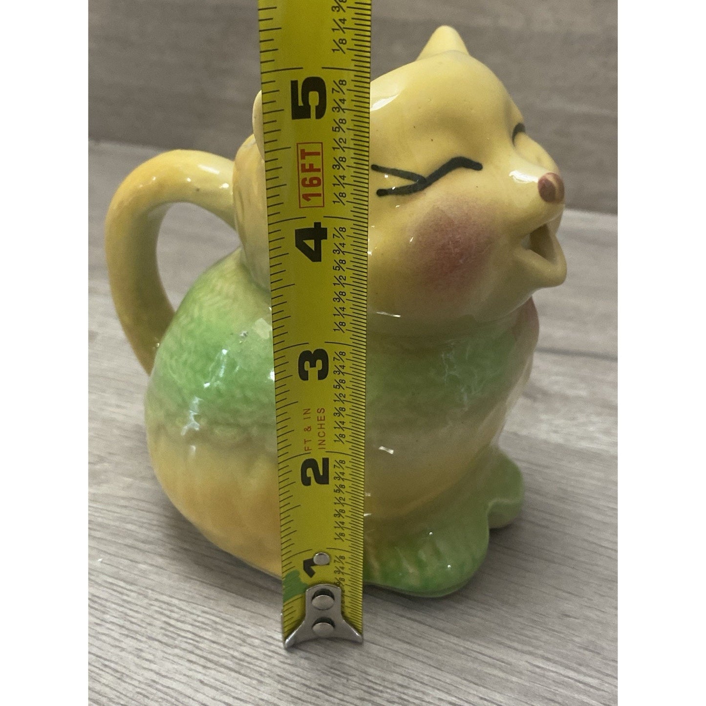 VTG Shawnee Puss N Boots Pitcher Cat Art Pottery Creamer Yellow MCM