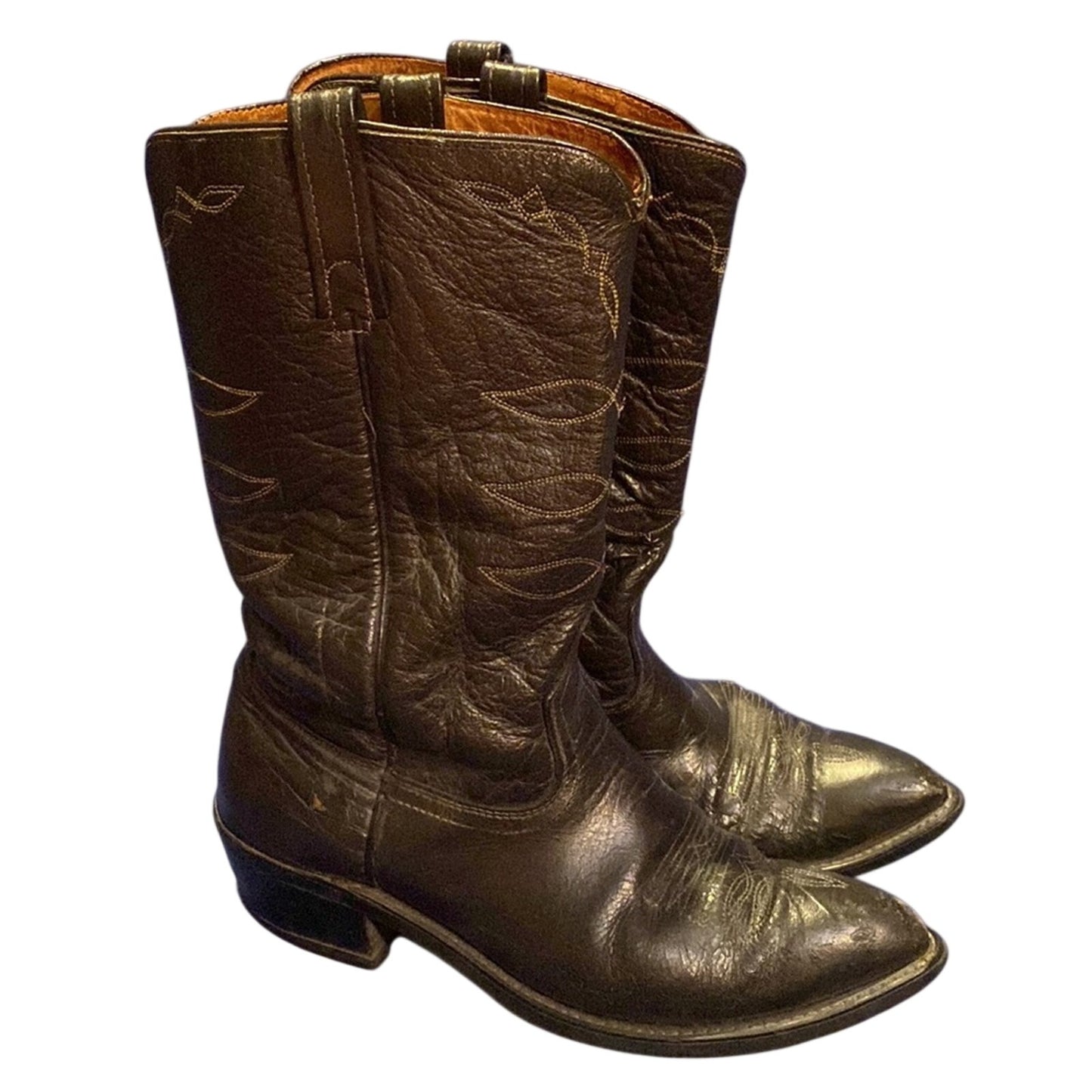 Vintage Vulcan Dark Brown Leather Cowboy Boots