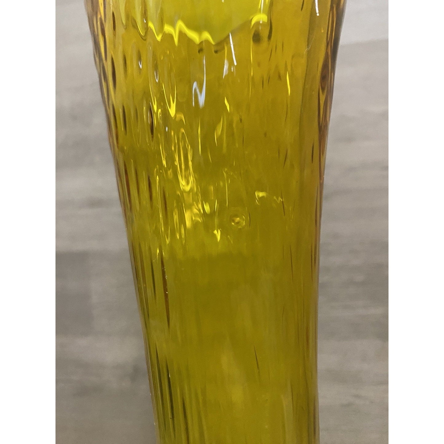 HTF Fenton? Unmarked Colonial Amber Stretch Vase Unique Style Hobnail Base 20.5”
