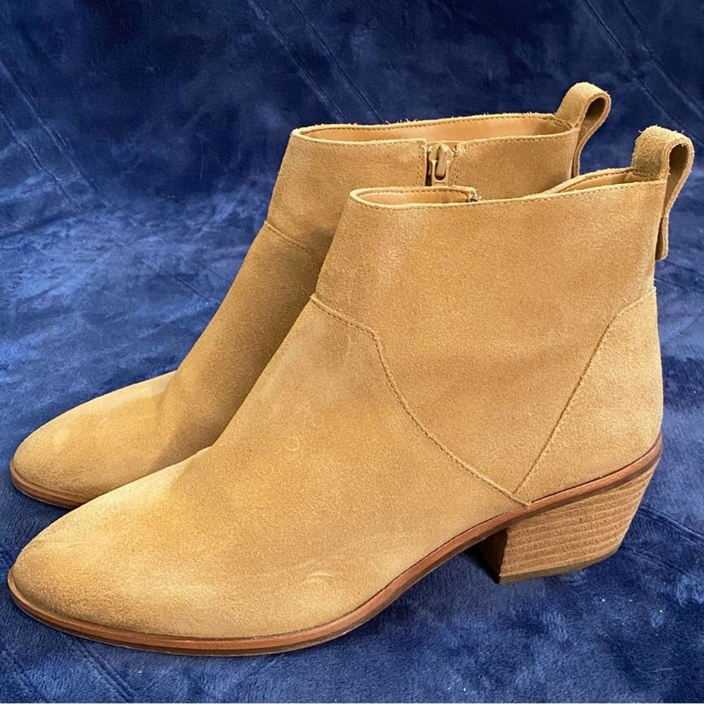 Sole Society Tan Vixen Block Heel Leather Ankle Boots