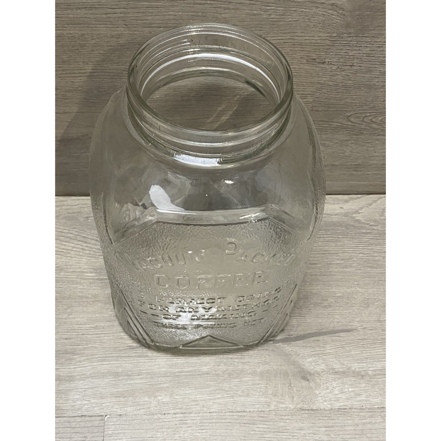 Vintage 1930 Rare Glass Jar Coffee Owens Illinois Glass Co Clear Square 3 Pound